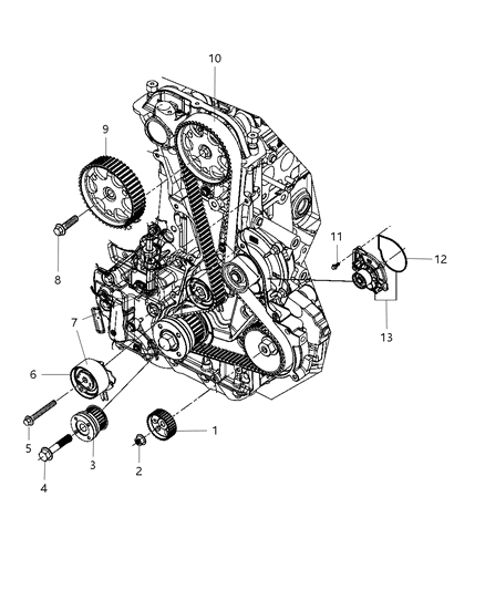 2012 Jeep Liberty Water Pump Diagram for 68027359AA