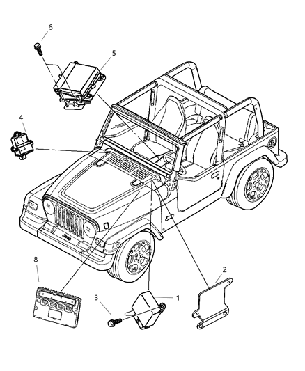 2005 Jeep Wrangler Bracket-Module Diagram for 56047125AB