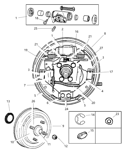 2001 Chrysler PT Cruiser Wheel Cylinder-Wheel Diagram for 5018211AA