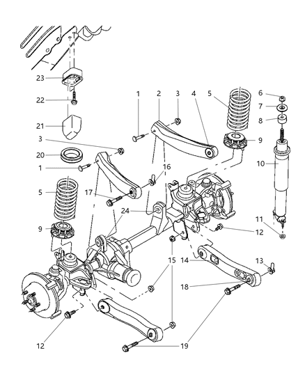 2004 Jeep Grand Cherokee Suspension - Front Springs With Control Arms And Shocks Diagram