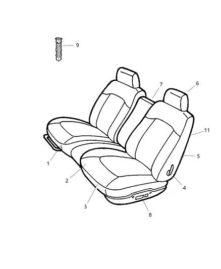 2004 Chrysler Concorde Front Seat Cushion Cover Diagram for XC571T5AA