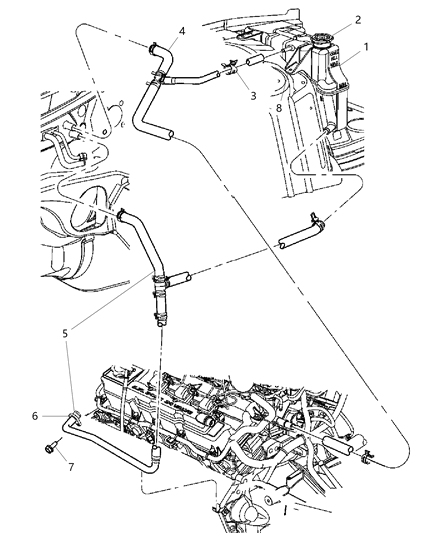 2007 Dodge Magnum Coolant Recovery System Heater Plumbing Diagram 1