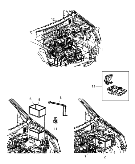 2008 Chrysler Town & Country Battery, Tray, And Support Diagram