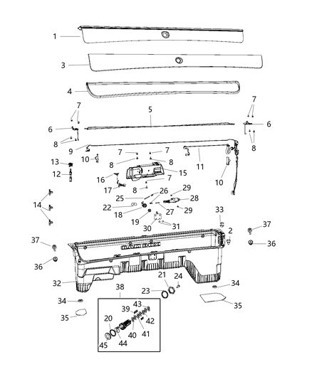 2020 Ram 1500 Hinge-Storage Compartment Diagram for 68057613AA