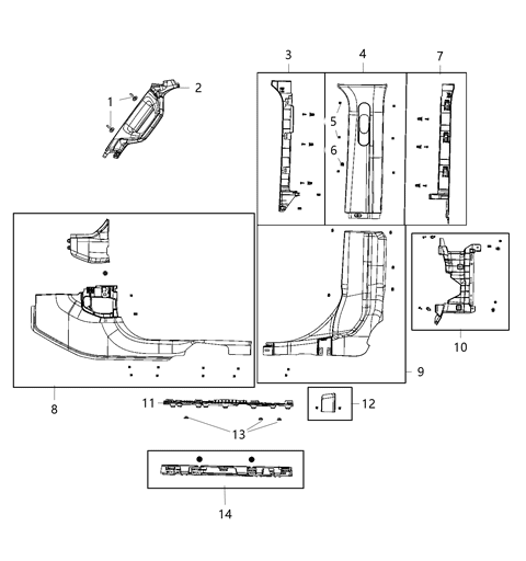 2021 Jeep Wrangler Interior Moldings And Pillars Diagram 1