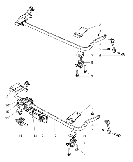 2007 Jeep Wrangler Plate-Stabilizer Bar Diagram for 52060281AB