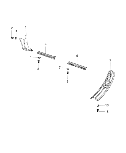 2020 Dodge Journey Molding-SCUFF Diagram for 1BE48XDVAB