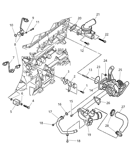 2002 Jeep Liberty Water Pump & Related Parts Diagram 2