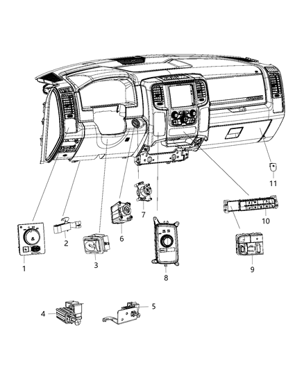 2015 Ram 3500 Switch-Instrument Panel Diagram for 68231816AD