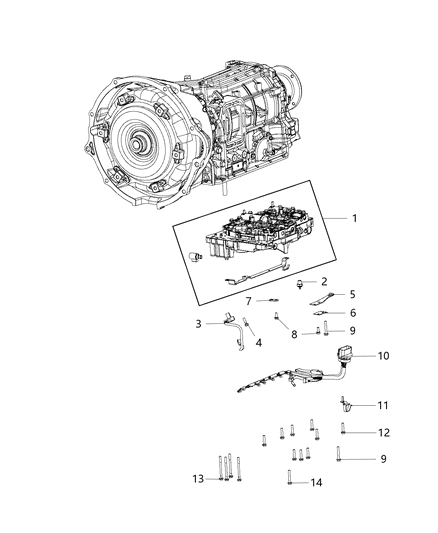 2013 Ram 3500 Valve Body Assembly Diagram for 68244707AA
