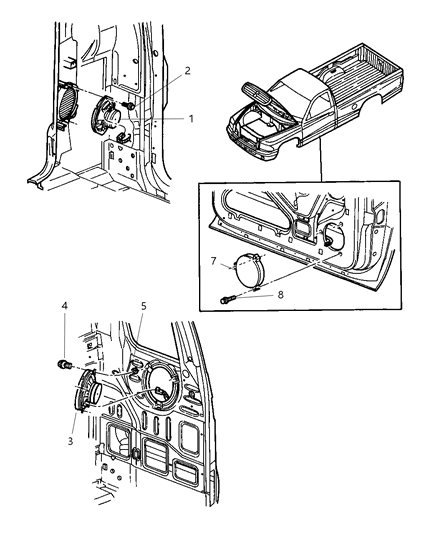 1997 Dodge Dakota Speaker Front Door Diagram for 56043101AB