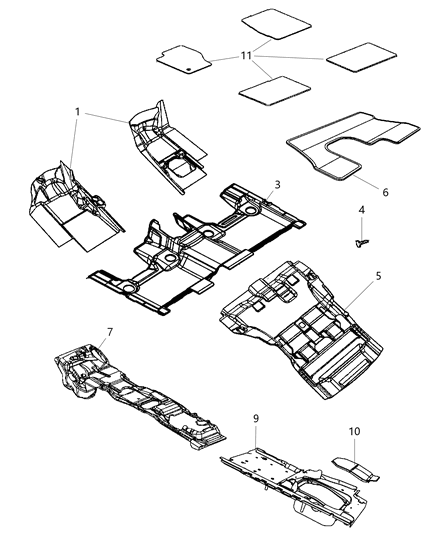 2013 Dodge Durango Mat Kit-Floor - Complete Diagram for 1XE48BD3AB