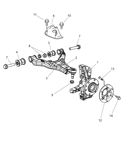 2008 Dodge Sprinter 3500 Ball Joint Front Lower Arm Diagram for 68012165AA