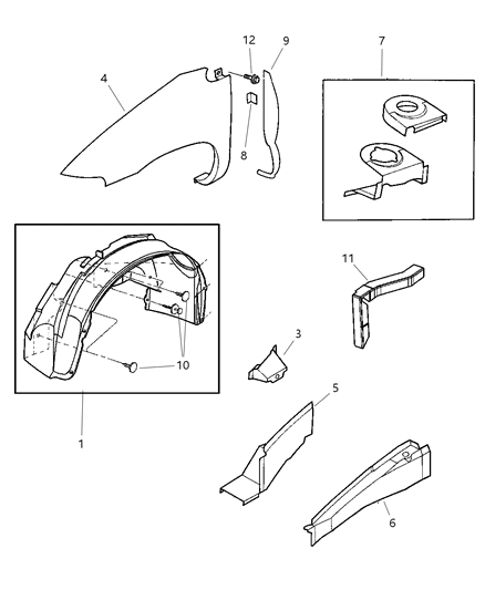 2007 Chrysler Town & Country Support-Front Fender Shield Diagram for 5018561AB