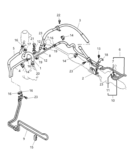 2004 Chrysler Sebring Power Steering Hoses & Attaching Parts Diagram 1