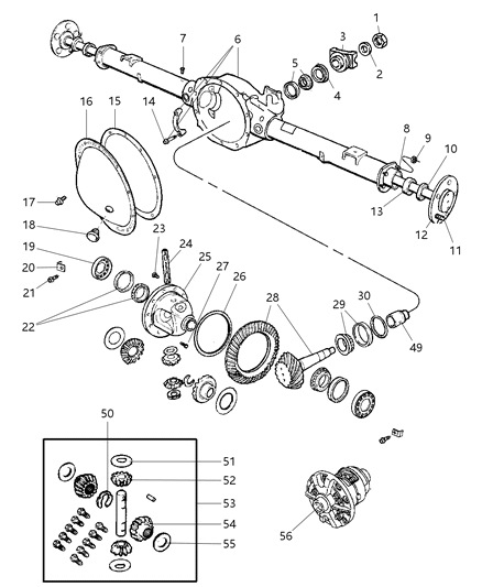 2005 Dodge Ram 1500 Axle Housing, Rear, With Differential Parts Diagram 1