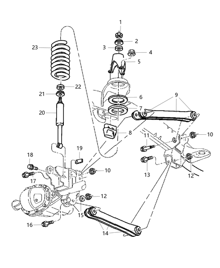2005 Dodge Ram 3500 Upper And Lower Control Arms, Springs And Shocks - Front Diagram 2