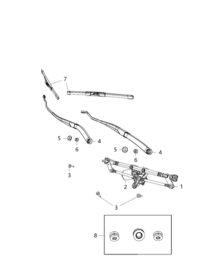 2021 Jeep Compass Wiper System, Front Diagram