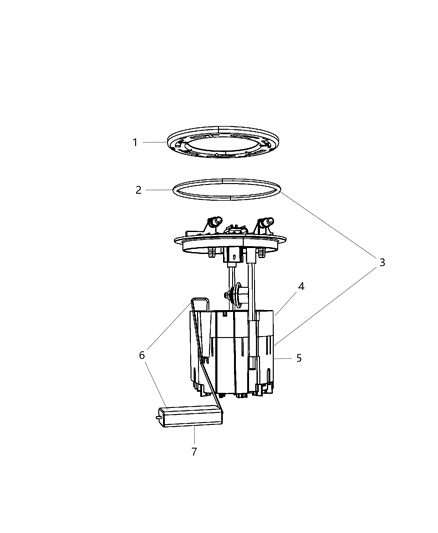 2010 Chrysler Town & Country Fuel Pump Module Assembly-And Level Sensor Module Diagram for 68030923AB