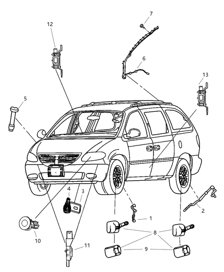 2004 Dodge Caravan Sensors - Body Diagram