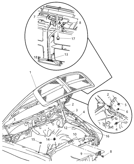 2003 Dodge Ram 1500 Hood Latch Support Diagram for 55276321AA