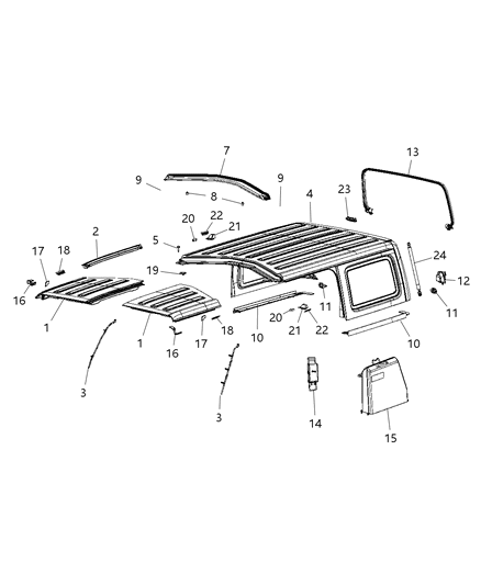 2018 Jeep Wrangler Seal-Hard Top Front Diagram for 68368922AA