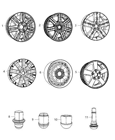2010 Chrysler Town & Country Wheel Alloy Diagram for 1BD59DD5AC