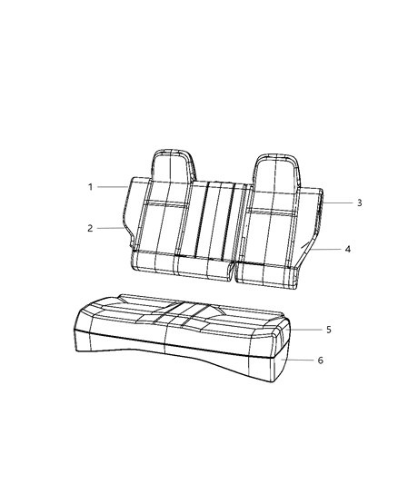 2010 Jeep Patriot Rear Seat Cushion Cover Diagram for 1RG65DK7AA