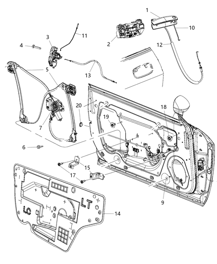 2015 Dodge Challenger Cable-Inside Handle To Latch Diagram for 68185764AC