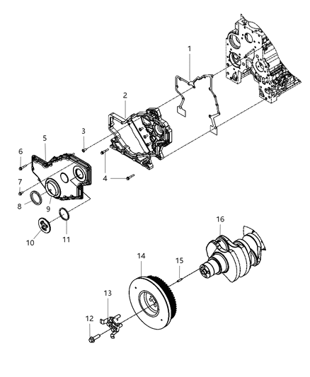 2008 Dodge Ram 3500 Timing Gear Housing And Front Cover Diagram