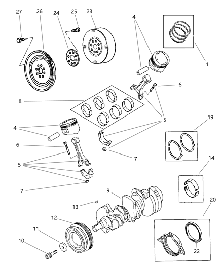 1999 Chrysler Sebring Crankshaft , Piston And Torque Converter Diagram 2