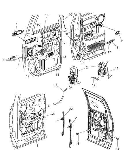 2008 Dodge Ram 2500 Door Lock Latch Actuator Motor Assembly Rear Left Side Diagram for 55276795AD