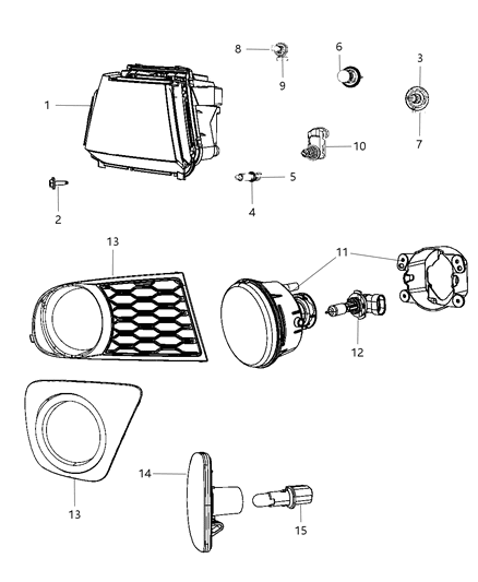 2012 Dodge Journey Lamps, Front Diagram