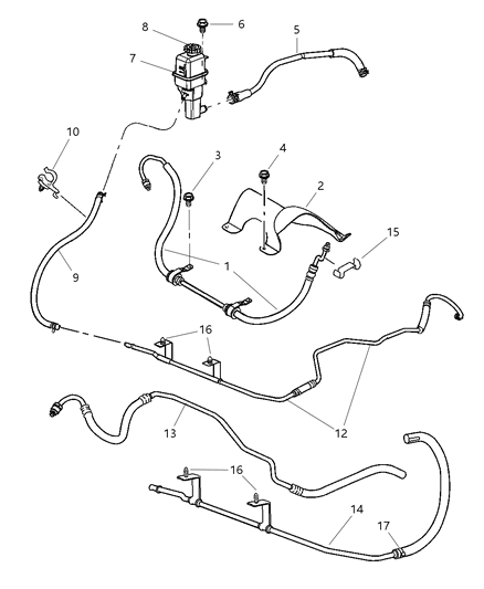 2005 Chrysler Sebring Hoses, Reservoir, Power Steering Diagram