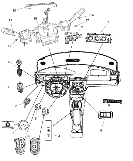 2007 Chrysler Sebring Switches - Instrument Panel & Console Diagram