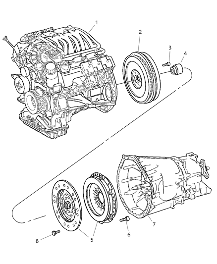 2007 Chrysler Crossfire Transmission Mounting & Related Parts Diagram