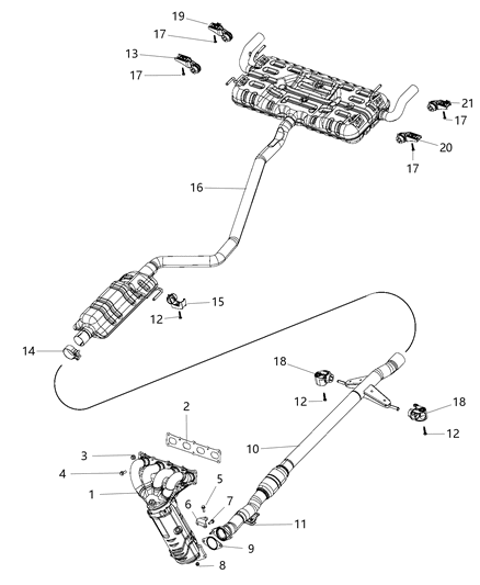 2016 Chrysler 200 Exhaust And Catalytic Converter Diagram for 68081821AB