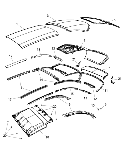 2011 Chrysler 200 Panel-Folding Top Middle Diagram for 1HY78TZZAA