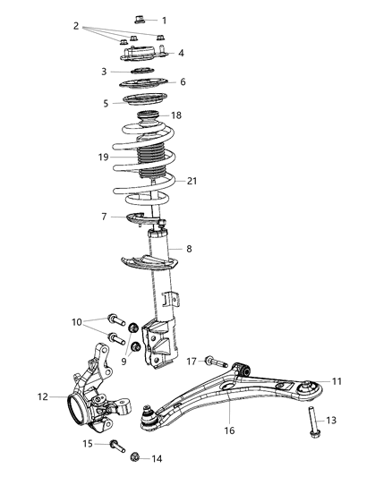 2010 Jeep Patriot Front Coil Spring Diagram for 5105971AC