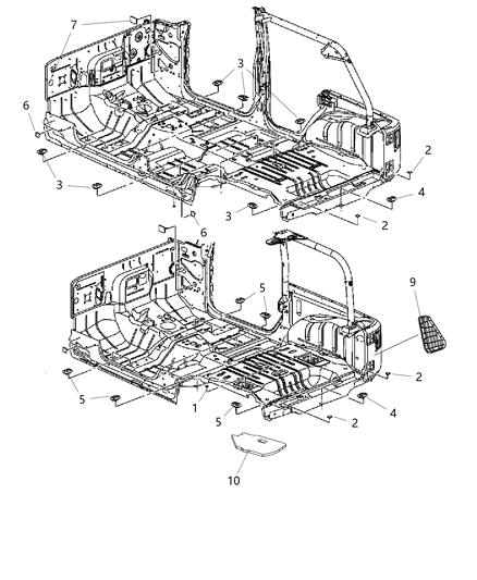 2013 Jeep Wrangler Floor Pan Plugs Diagram