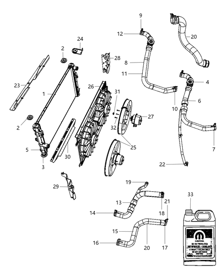 2012 Dodge Caliber Radiator & Related Parts Diagram
