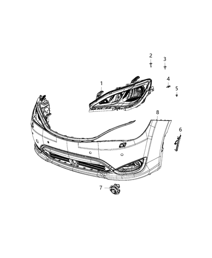 2018 Chrysler Pacifica Lighting, Headlamp & Front End Diagram 3