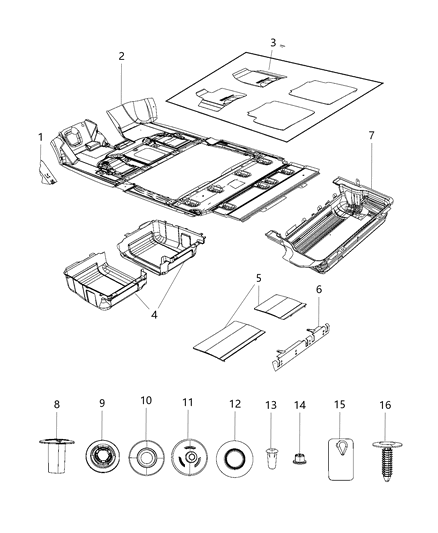 2019 Dodge Grand Caravan Carpet-Floor Diagram for 1CL15DX9AI