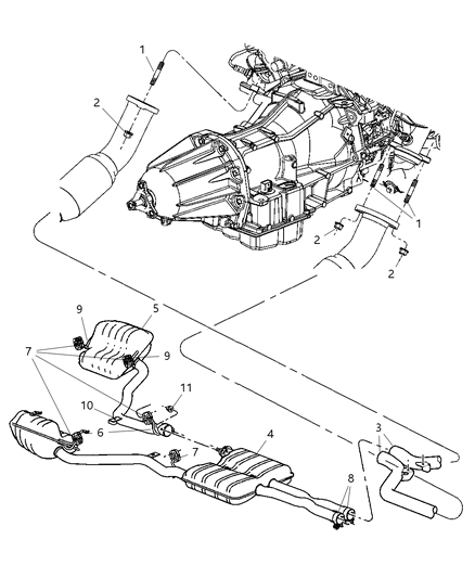 2005 Dodge Magnum Exhaust Muffler And Resonator Diagram for 4581868AG