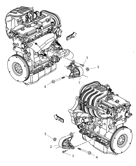2002 Jeep Liberty Engine Mounting, Front Diagram 2