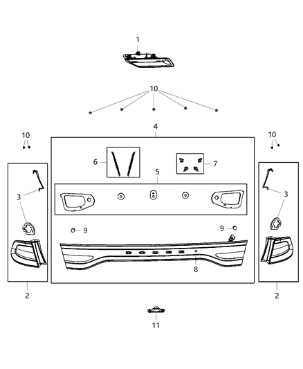 2013 Dodge Dart APPLIQUE-Deck Lid Diagram for 68164500AB