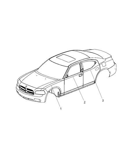 2008 Dodge Charger Front Door Diagram for 1MP66CA1AA