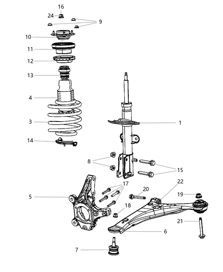 2009 Chrysler Town & Country Suspension - Front Diagram