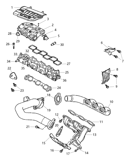 2006 Chrysler Pacifica Manifolds - Intake & Exhaust Diagram 1