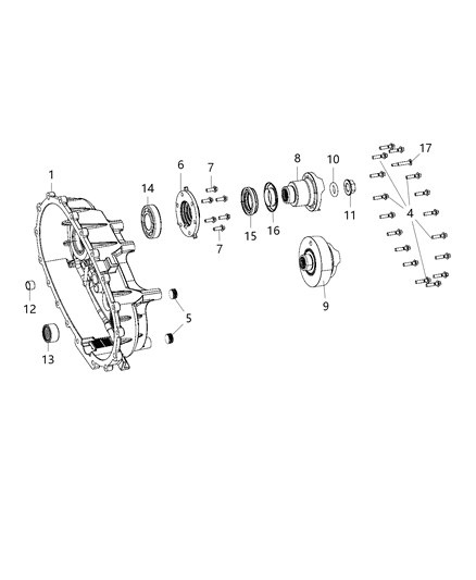 2007 Jeep Wrangler Rear Case & Related Parts Diagram 2